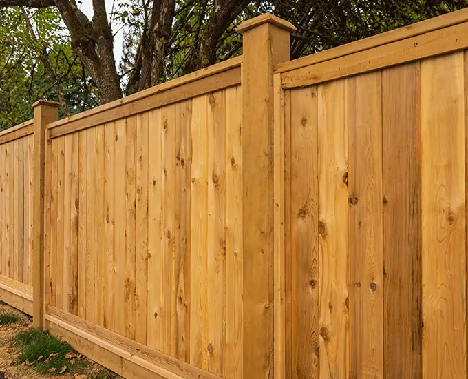 fence stained with a beautiful yellow in Springfield IL